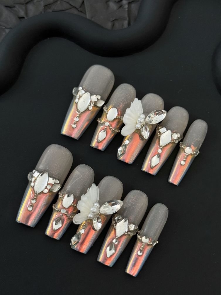 Presschic nails  fake nails-French Magic Butterfly