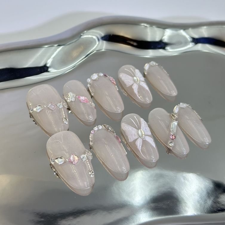 Presschic nails  The Crystal Butterfly-Medium Length Press On Nails