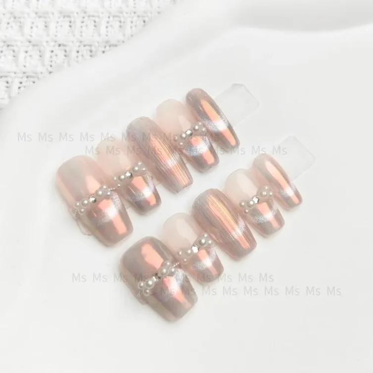 Presschic nails  The Pearls-Medium Length Press On Nails-Press On Nails Best