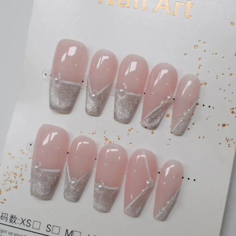 Presschic nails  The Classic French Style- Long Length Press On Nails