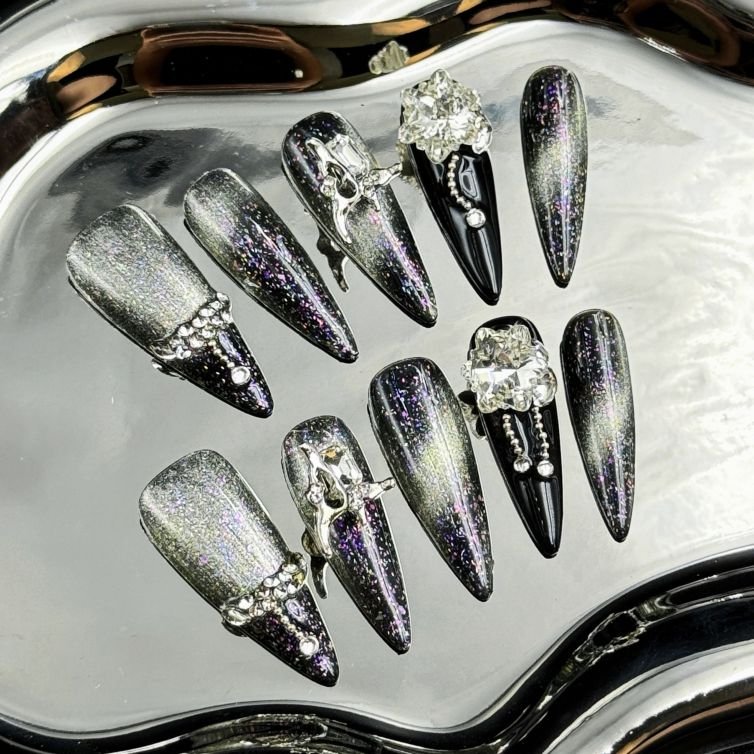 Presschic nails  The Dark Queen- Long Length Press On Nails