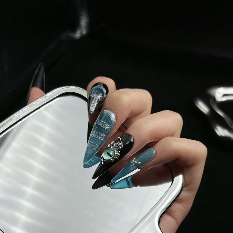 Presschic nails  The Evil Eye-Long Length Press On Nails