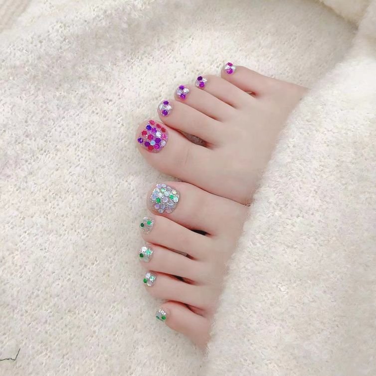 Presschic nails -Pure handmade original wearable nails, sequin toenail patches, fair-skinned toenail art finished product, new style, detachable