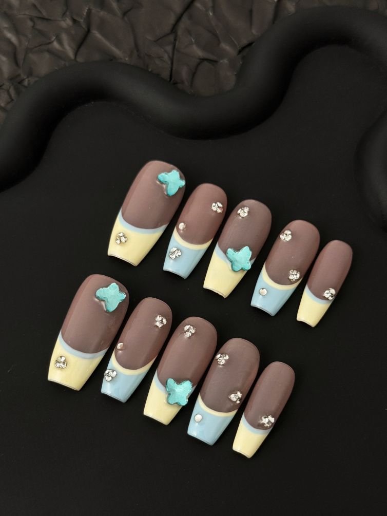 Presschic nails  fake nails short press on nails-Sweetheart Milk Foam