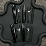Black Butterfly Charm Press-On Nails – Matte Glitter & Glossy Mix | PressChic