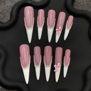 Elegant Pink Bow Pearl French Tip Press-On Nails – Soft Girl Aesthetic Set