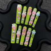 Sweet Pop Fantasy – Neon Green Kawaii Press-On Nails