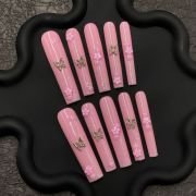 Blossom Flutter Press-On Nails – Pink Butterfly & 3D Flower Design