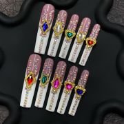 Royal Gemstone Press-On Nails – Crystal Rhinestone & Colorful Jewel Charms| PressChic