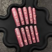 Pink Glitter Press-On Nails with 3D Heart Drops | Presschic