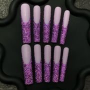 Lavender Glitter Press-On Nails with Purple Ombre Tips