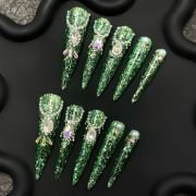 Emerald Sparkle Jewel Press-On Nails