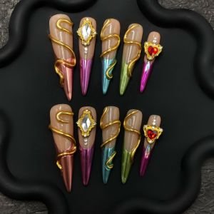 Snake Chrome Press-On Nails